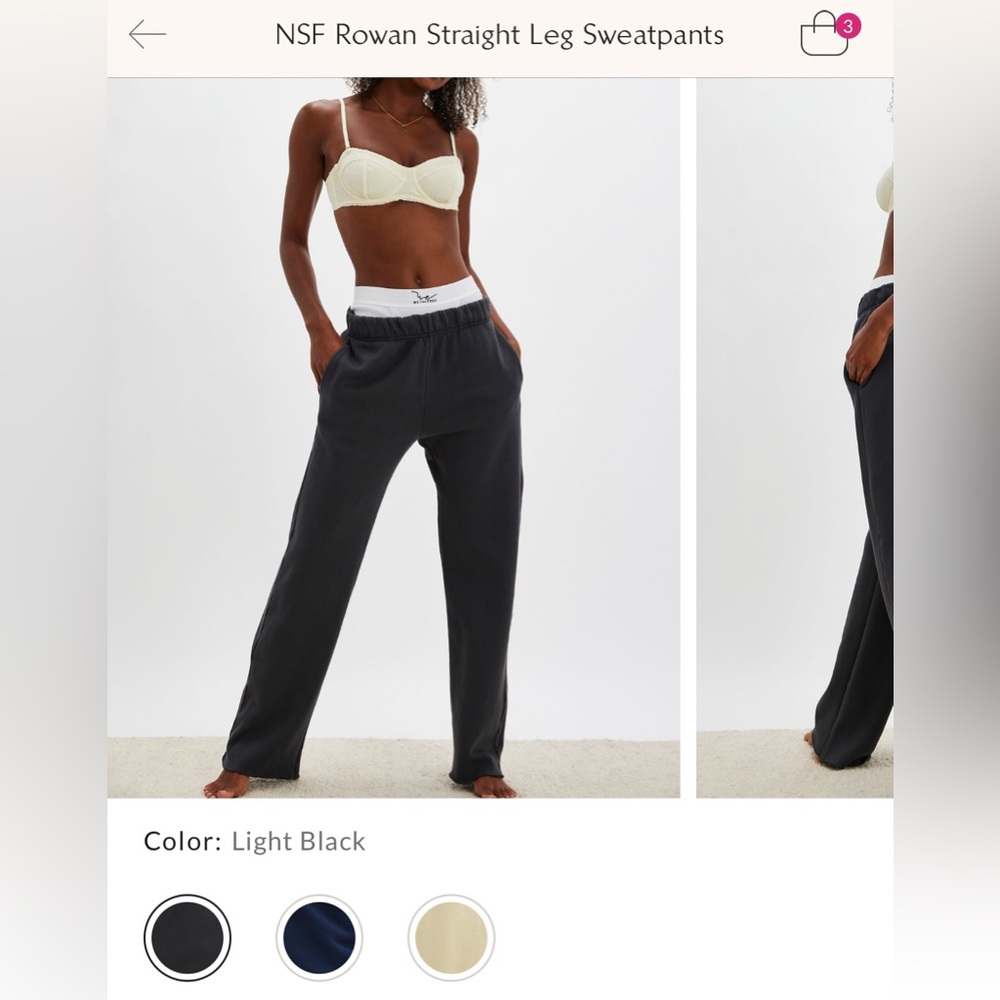 NWT Free People NSF Rowan Straight Leg Sweatpants - light black grey - large - Picture 5 of 9